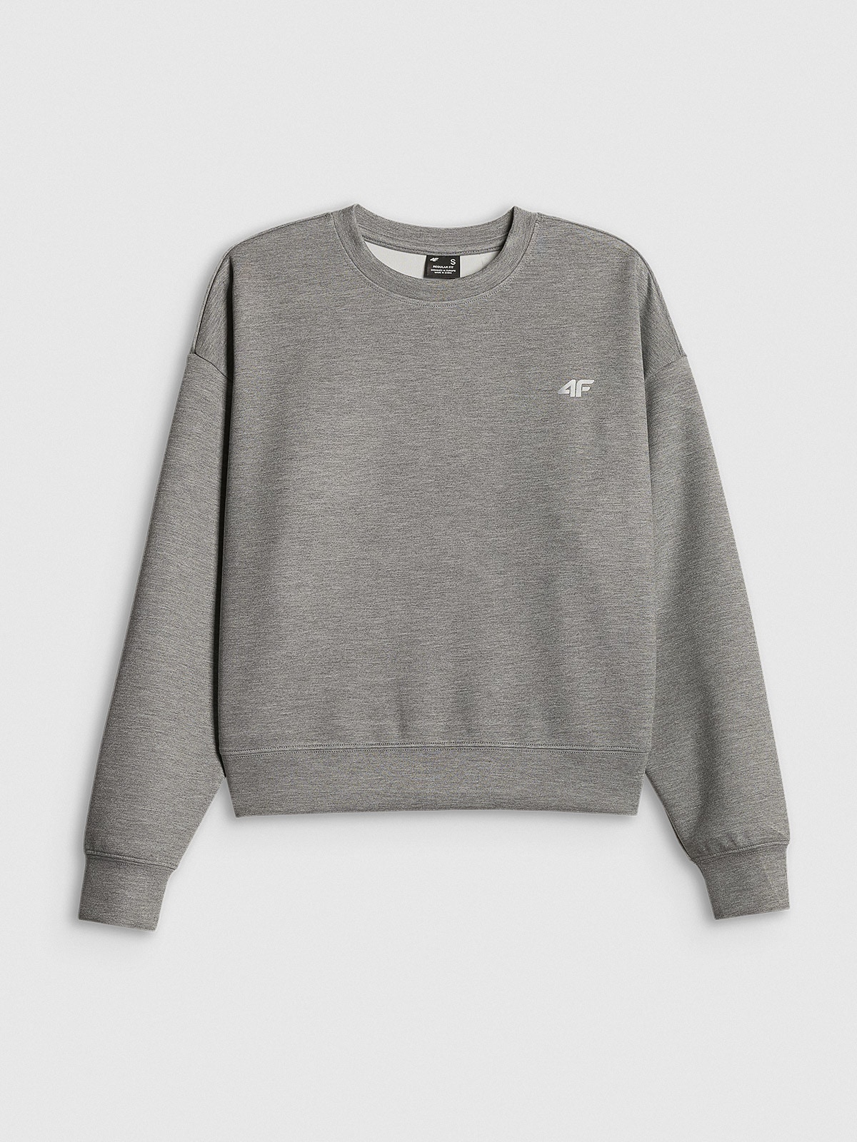 4F Bluza dresowa regular bez kaptura damska - szara XS
