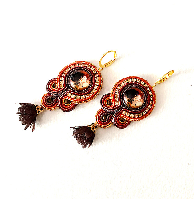 Sutaszowe kolczyki KLIMT z kwiatami