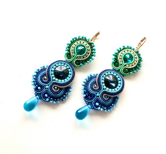 Sutaszowe kolczyki BLUE & GREEN