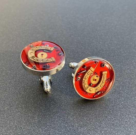 Spinki - Steam dream - Horseshoe - red