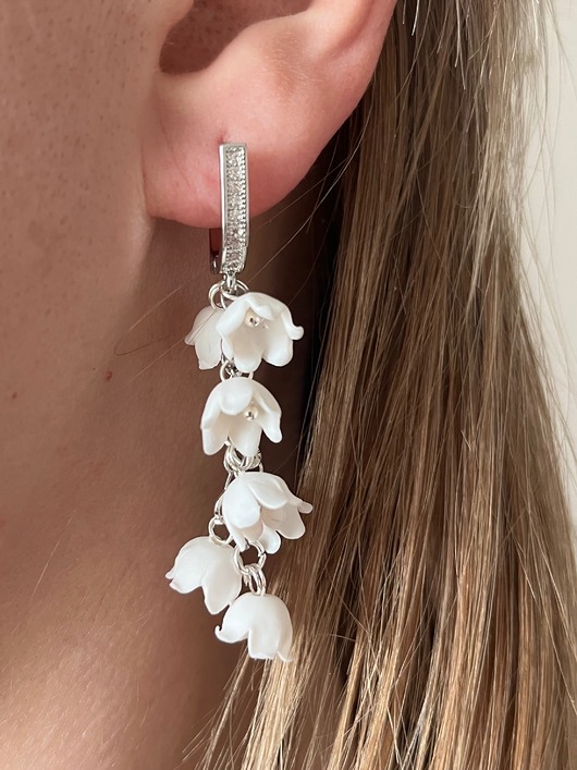 Kolczyki konwalie z gliny polimerowej. Srebro próby 925