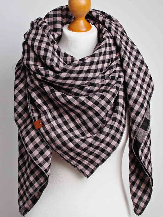 DUŻA chusta damska w kratę, modna chusta damska na wiosnę, chusta muślinowa