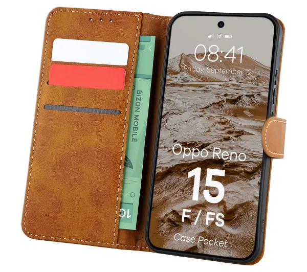 Bizon Case Pocket do Oppo Reno 15 F / FS Brązowy