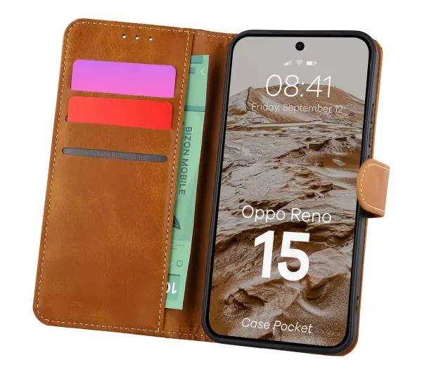 Bizon Case Pocket do Oppo Reno 15 Brązowy