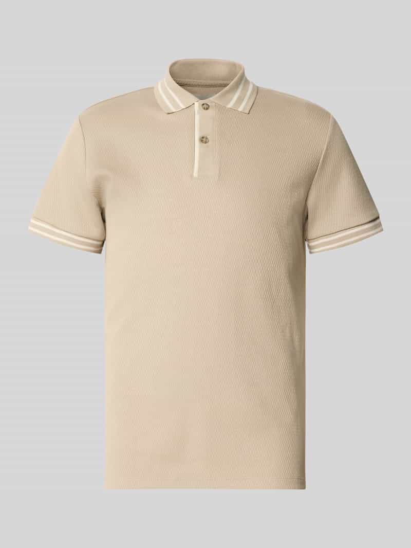 Koszulka polo o kroju slim fit z fakturowanym wzorem model 'FABLE'