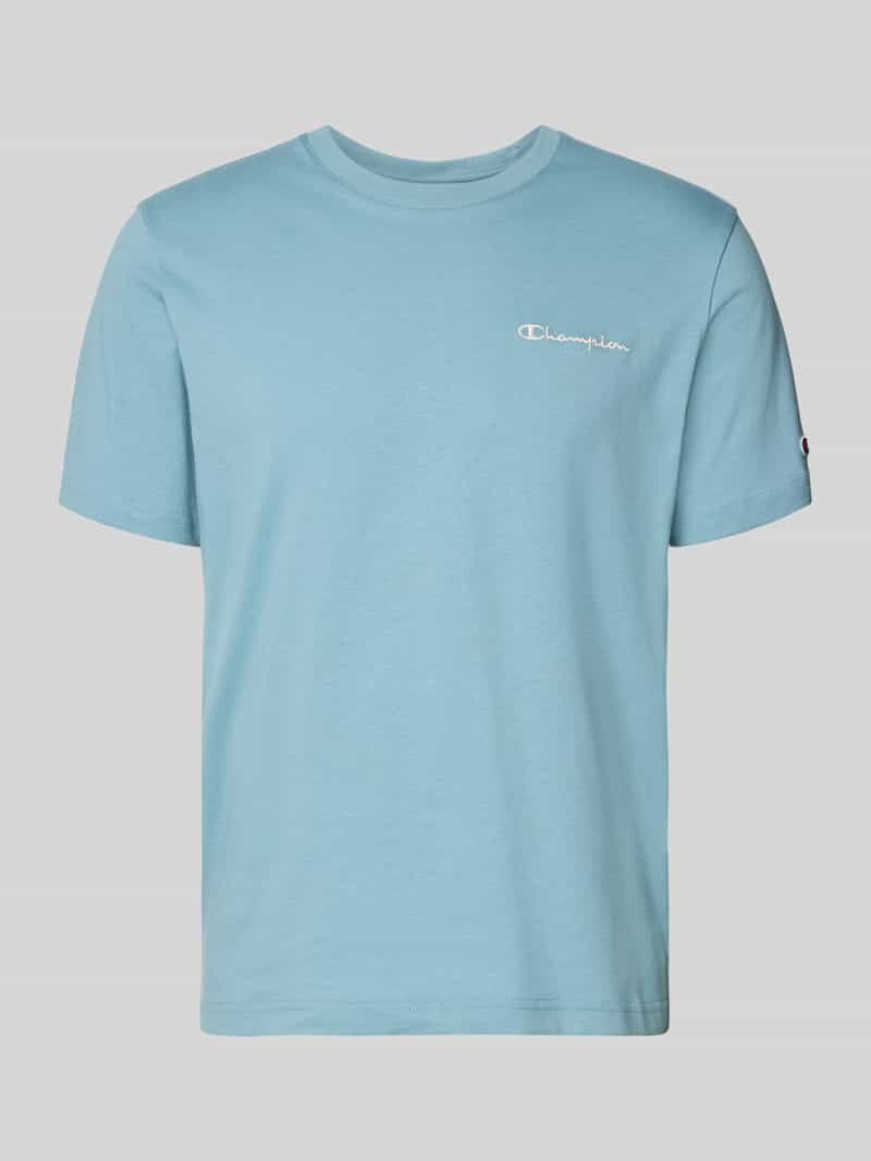 T-shirt z naszywanymi detalami z logo i okrągłym dekoltem