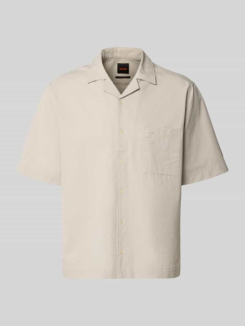 Koszula casualowa o kroju relaxed fit z wykończeniem seersucker model 'LAPISY_M'