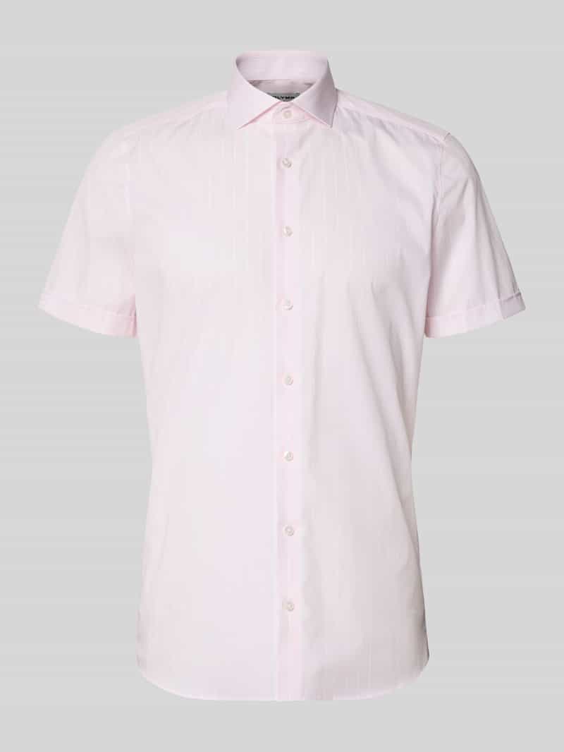 Koszula biznesowa o kroju slim fit z blokowymi pasami i kołnierzykiem typu kent