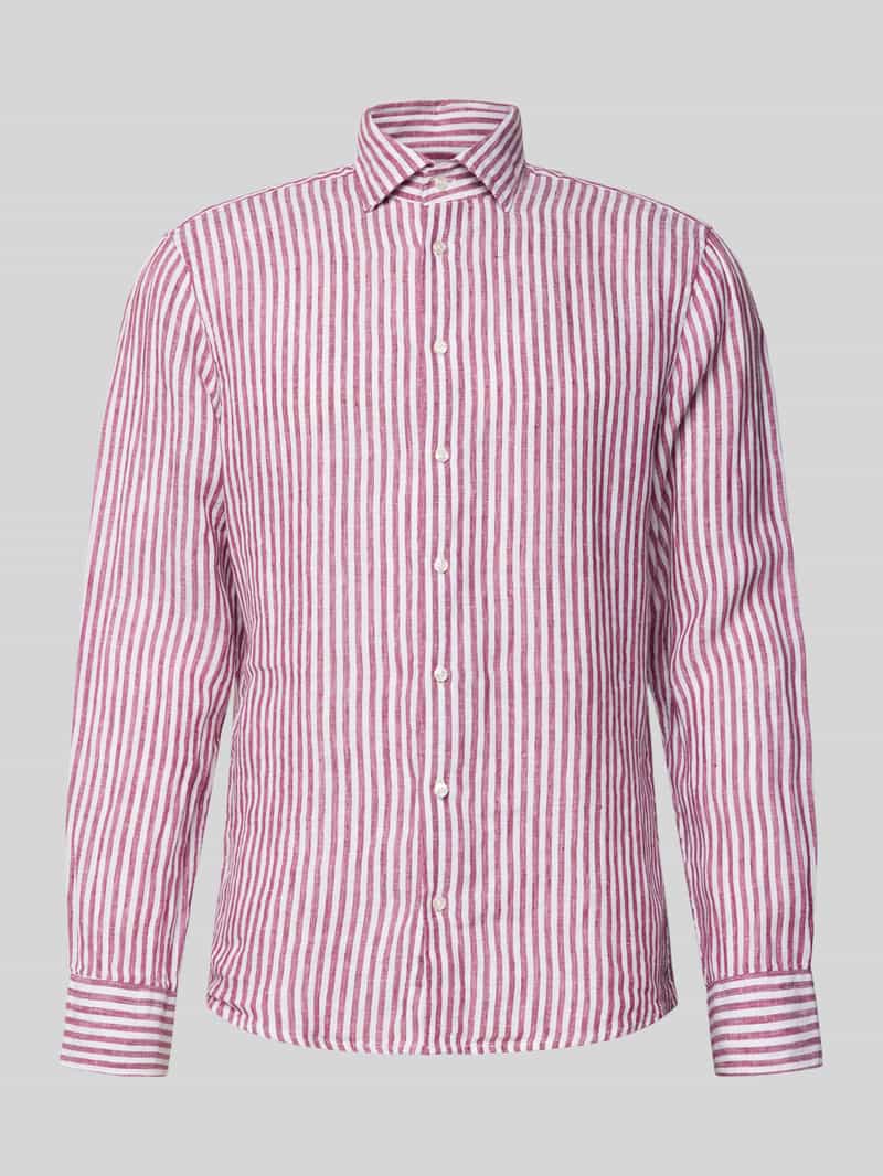 Koszula biznesowa o kroju regular fit z lnu z kołnierzykiem typu kent