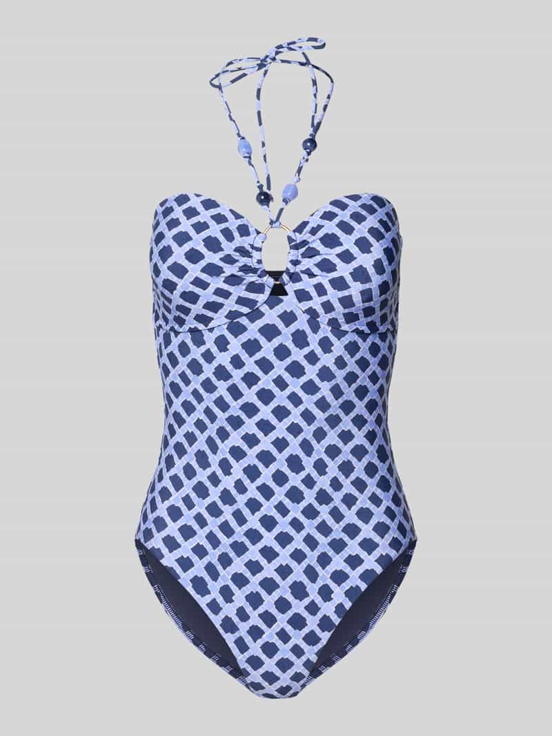 Kostium kąpielowy o kroju slim fit z obszyciem ozdobnymi kamieniami model 'Marseille'