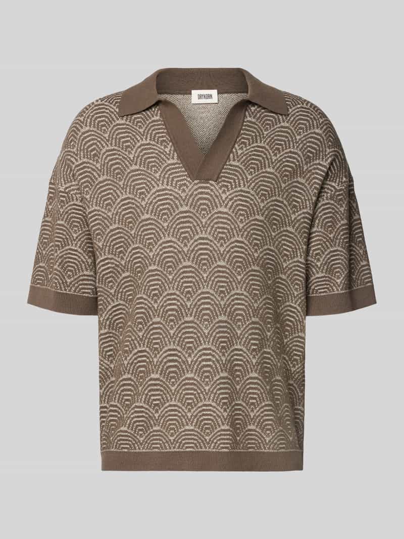 koszulka polo o kroju relaxed fit z dekoltem w serek model 'LAURENZZO'