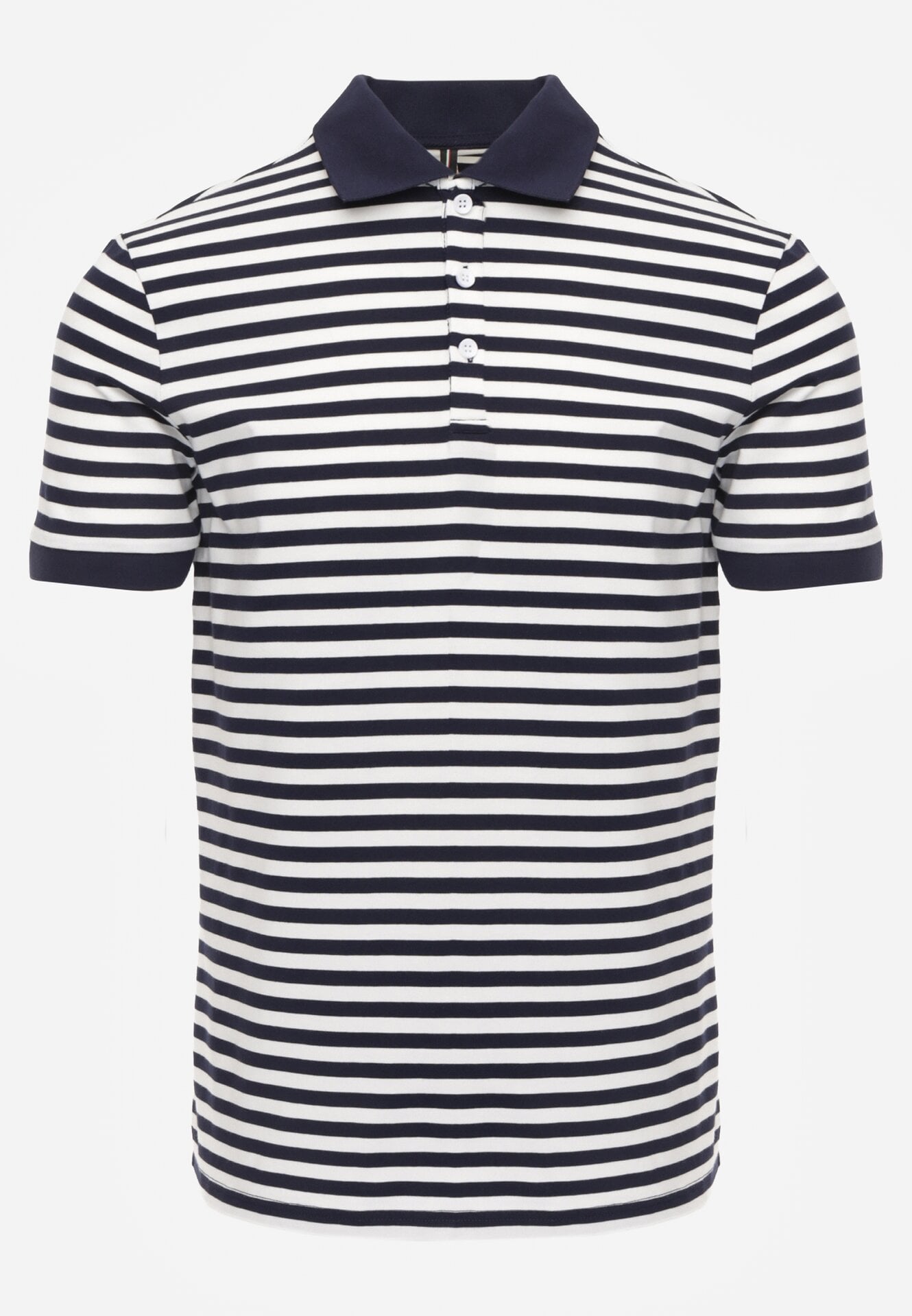 Granatowa Bawełniana Koszulka Polo w Paski w Stylu Casual Elunilla