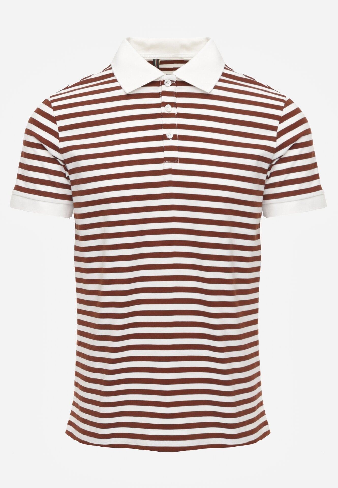 Brązowa Bawełniana Koszulka Polo w Paski w Stylu Casual Elunilla