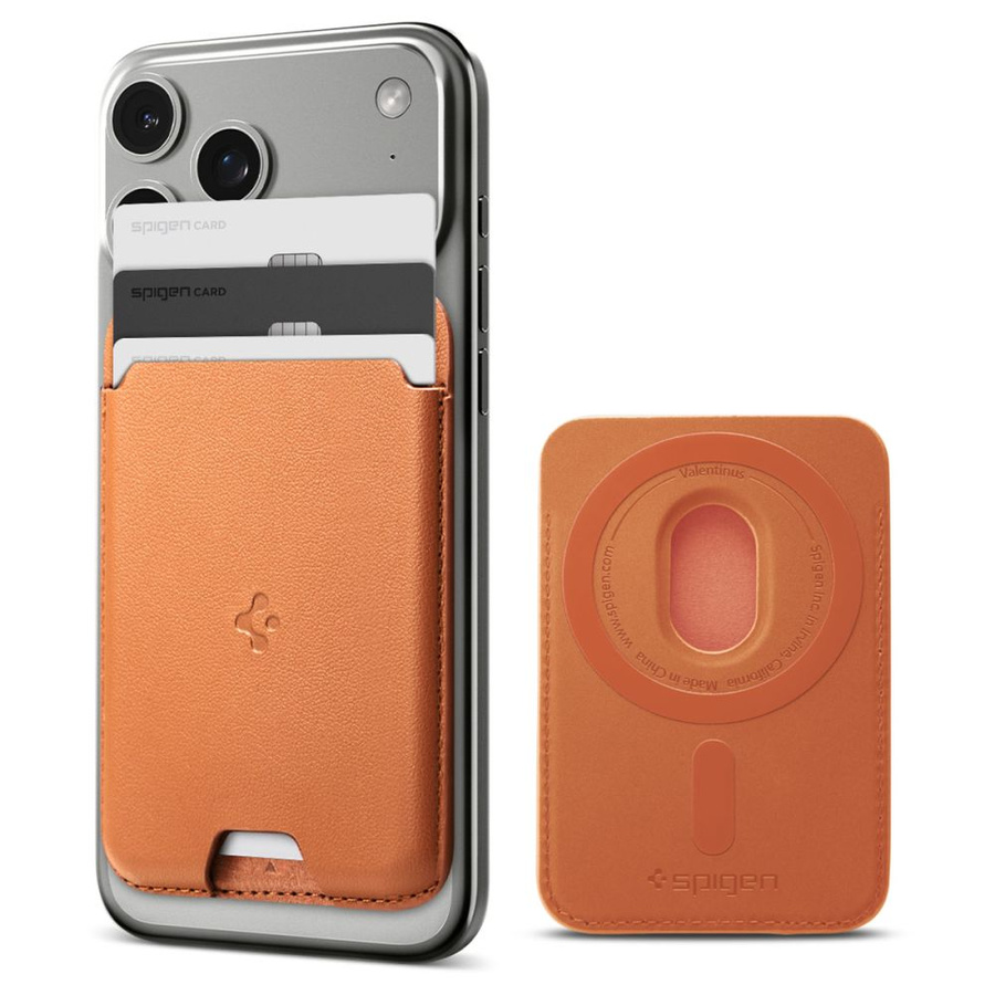 SPIGEN VALENTINUS MAGSAFE UNIVERSAL MAGNETIC CARD HOLDER METALLIC ORANGE