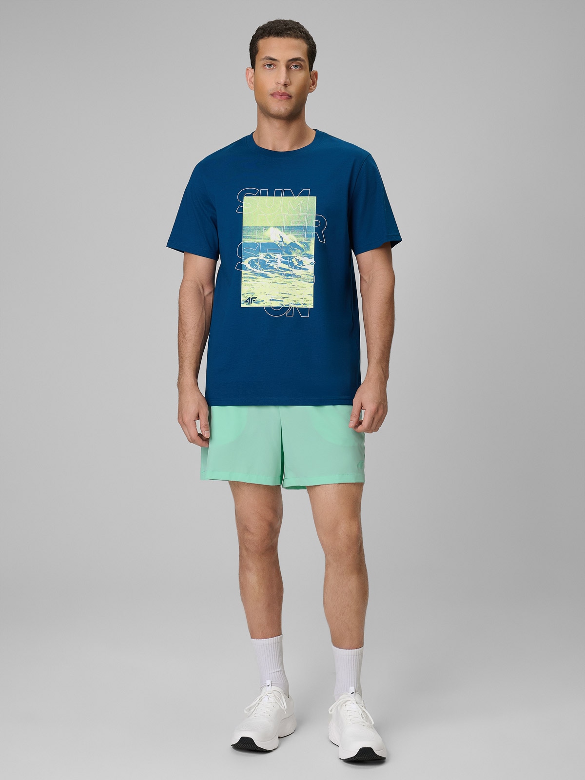 4F Spodenki plażowe boardshorty męskie - miętowe XXL