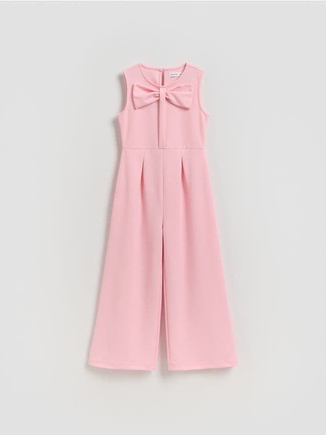 Reserved - Kombinezon z kokardą - pastelowy róż
