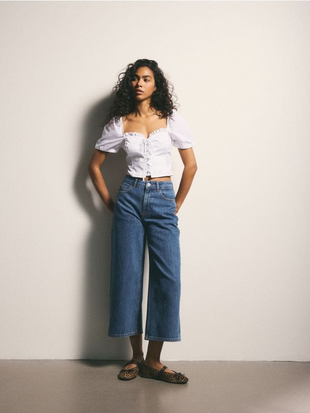 Reserved - Jeansy culotte - niebieski
