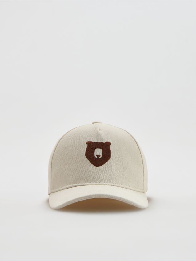 Reserved - Bawełniana czapka z daszkiem - beżowy