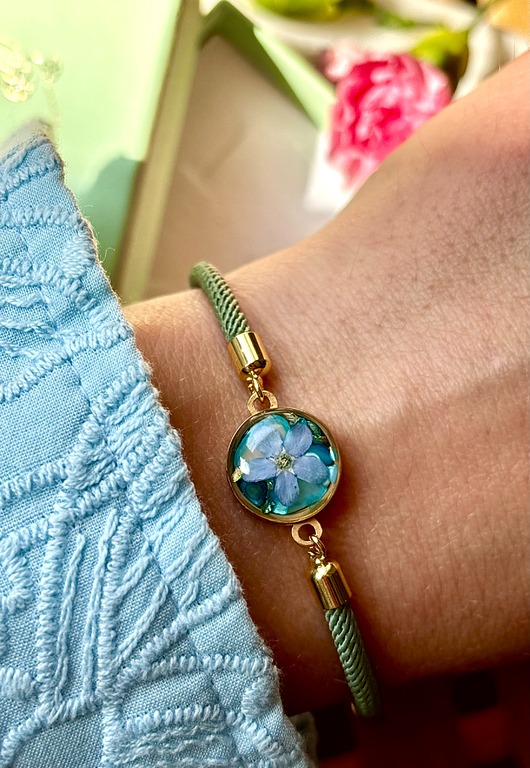 Bransoletka niezapominajka na szmaragdzie