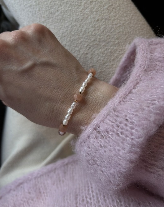 Szczęście - Amuletka z perłami kamieniem słonecznym