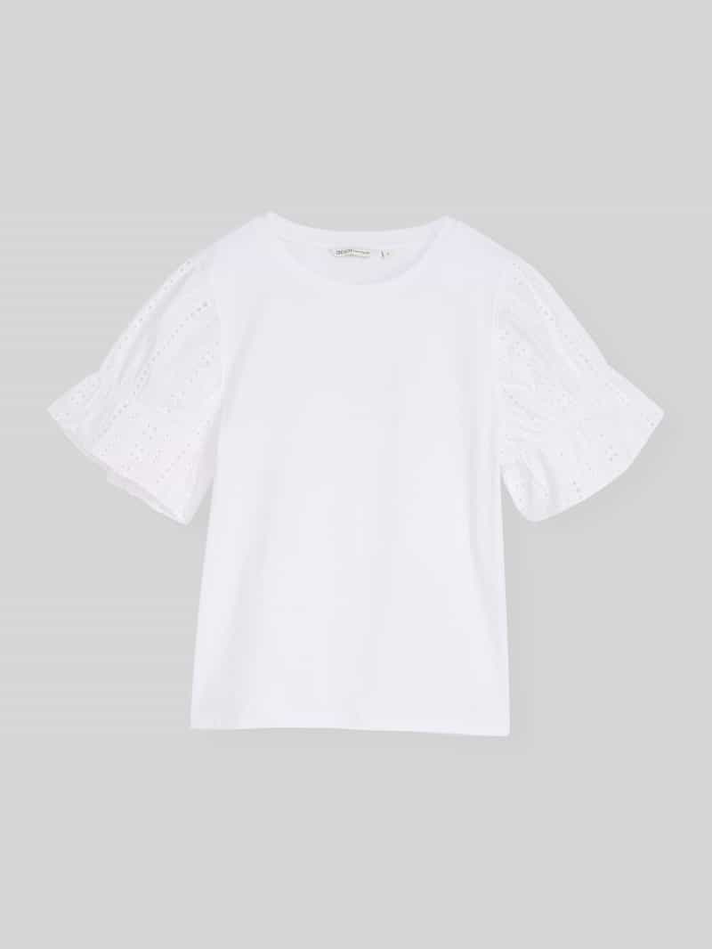 T-shirt o kroju loose fit z czystej bawełny z ażurowym haftem