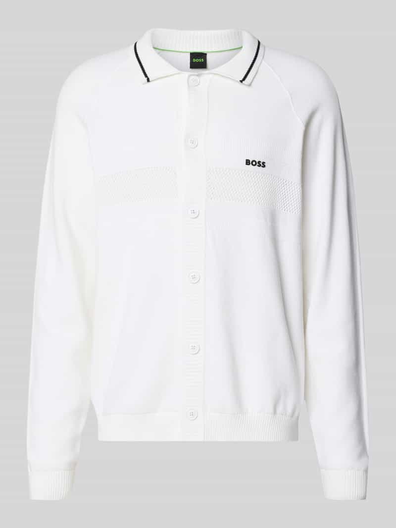 Kardigan w kroju regular fit z czystej bawełny z kołnierzykiem polo