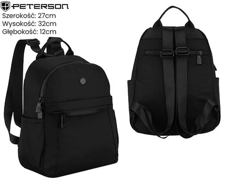 Sportowy Praktyczny I Wygodny Plecak Peterson CPY-09 Z Poliestru CZARNY 32 x 27 x 12 [cm]