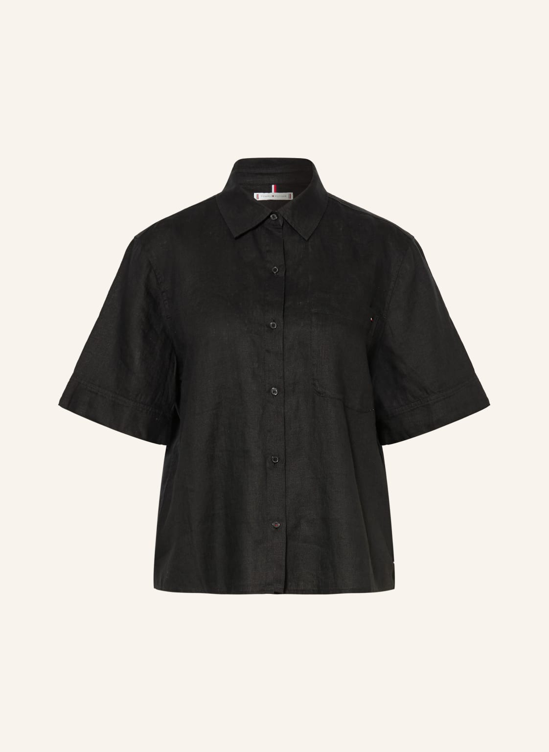 Tommy Hilfiger Bluzka Z Lnu schwarz