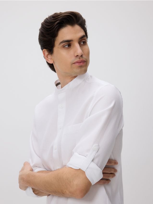 Reserved - Bawełniana koszula slim fit - biały