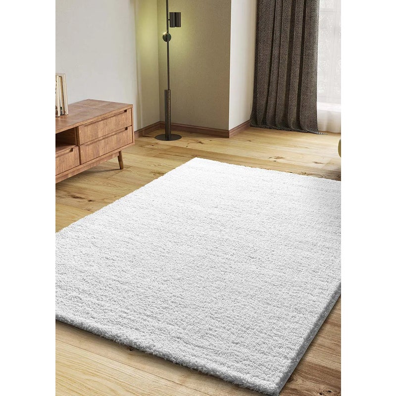 Dywan wewnętrzny prostokątny, biały, 120 x 180 cm, ATLAS shaggy gładki - ATTICGO