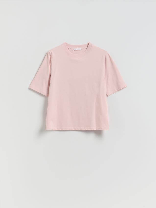 Reserved - T-shirt z bawełną - pastelowy róż