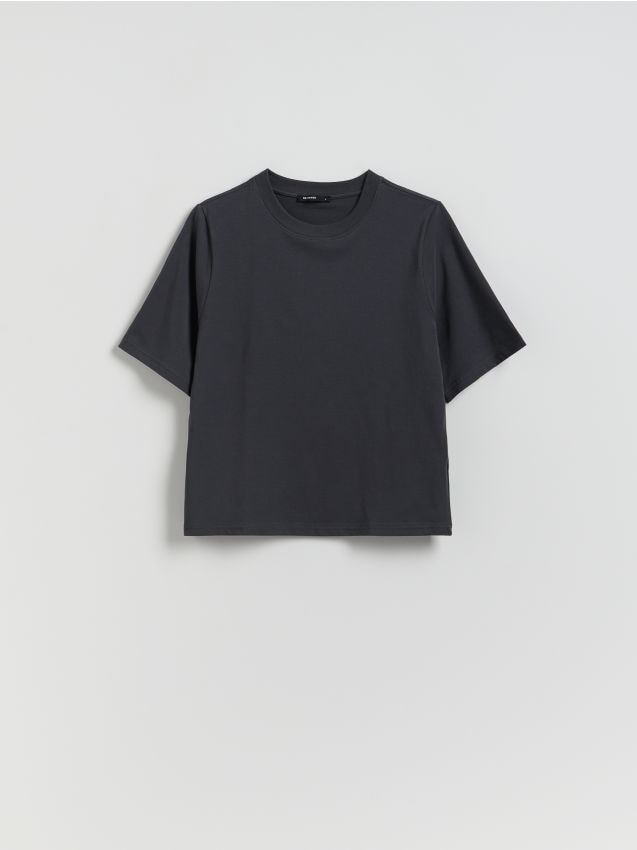 Reserved - T-shirt z bawełną - ciemnoszary