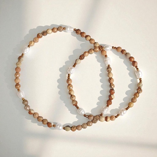 RAZEM TANIEJ: bransoletka na nogę i na rękę : perły, jaspis, hematyt