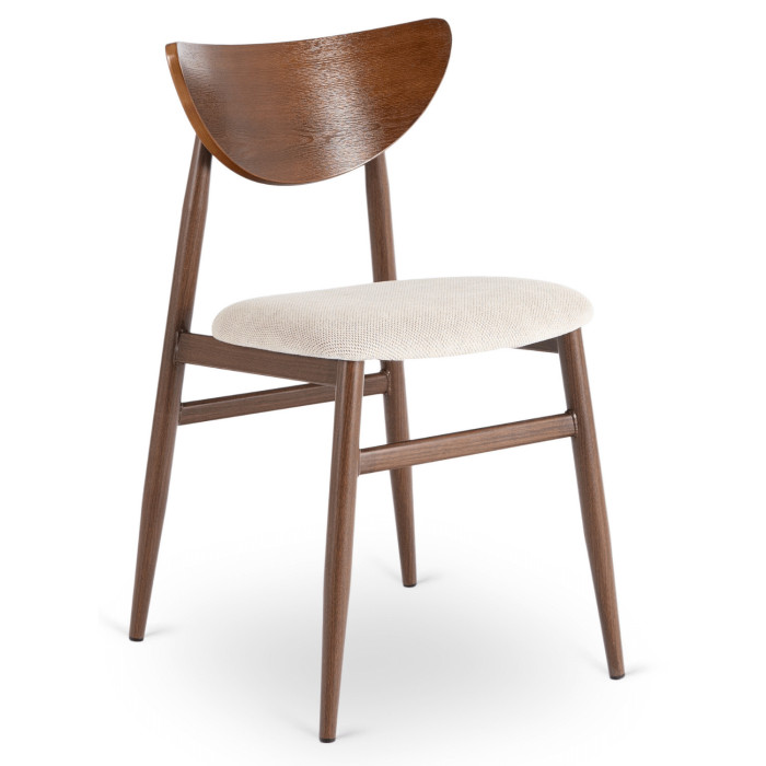 Krzesło Tapicerowane z Drewna Giętego BRAGA Orzech/Krem Retro