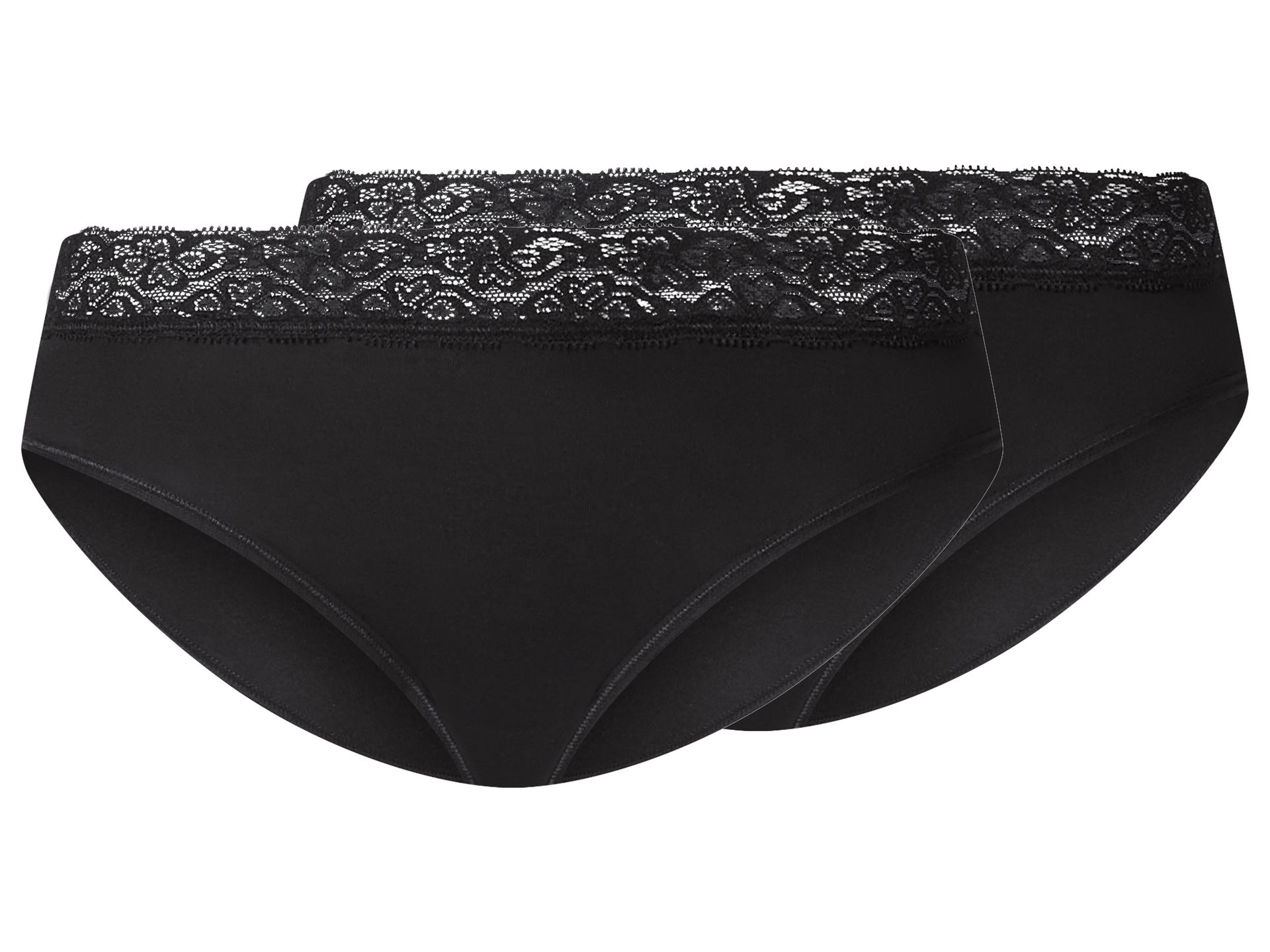 esmara® Figi bikini damskie z koronką, 2 pary (Czarny, S(36/38))