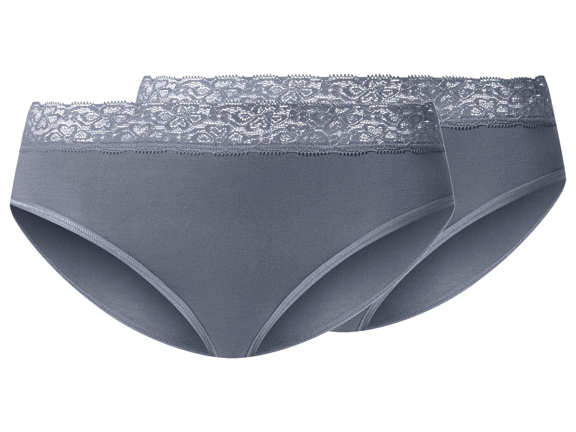 esmara® Figi bikini damskie z koronką, 2 pary (Niebieski, L(44/46))