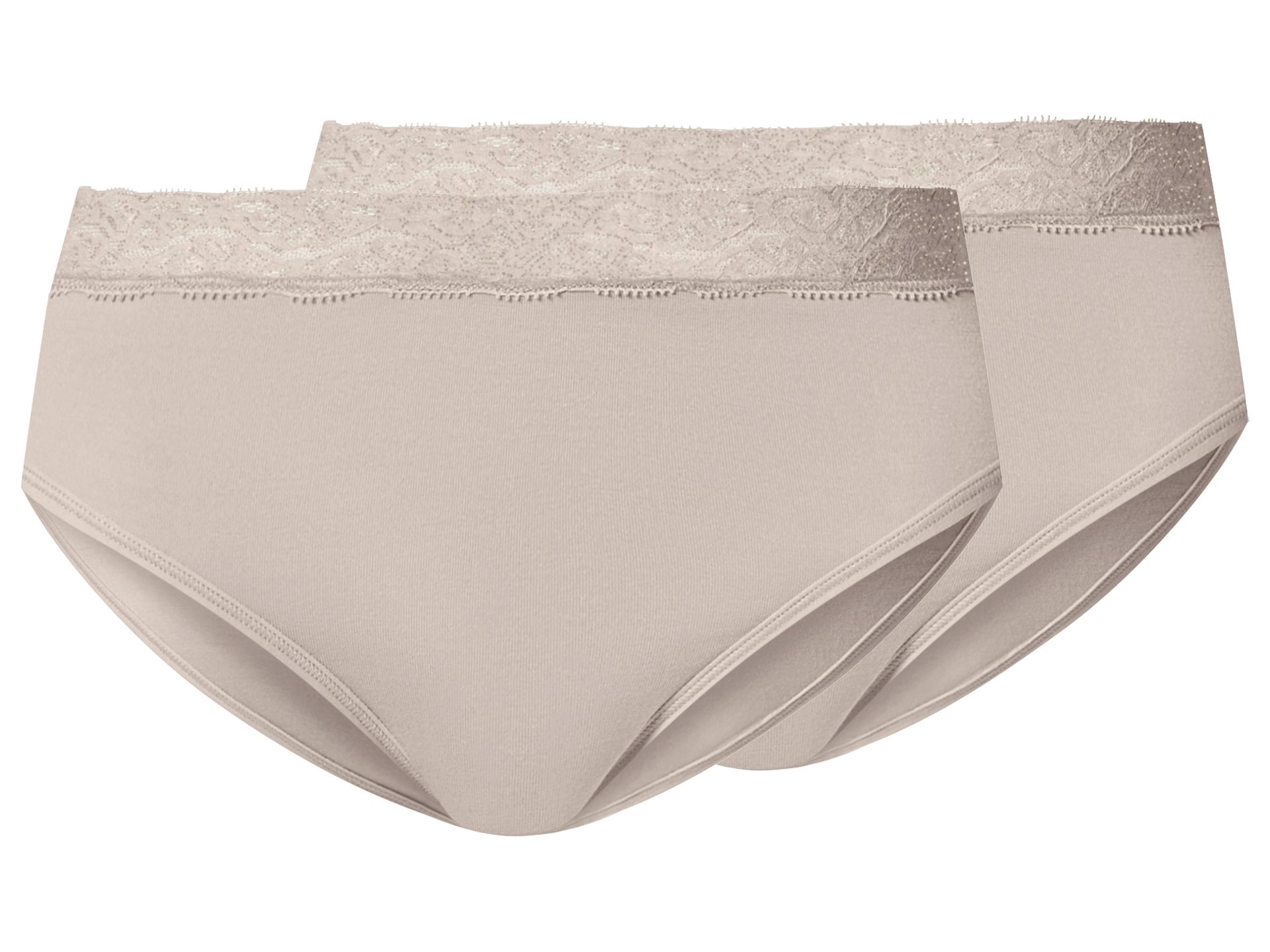 esmara® Figi bikini damskie z koronką, 2 pary (Beżowy, L(44/46))
