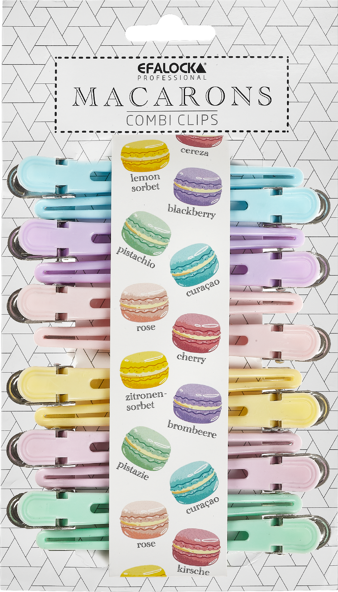 Efalock Macarons Combi-Clips, klipsy sekcyjne do włosów, pastel assorted 12szt. 14102381