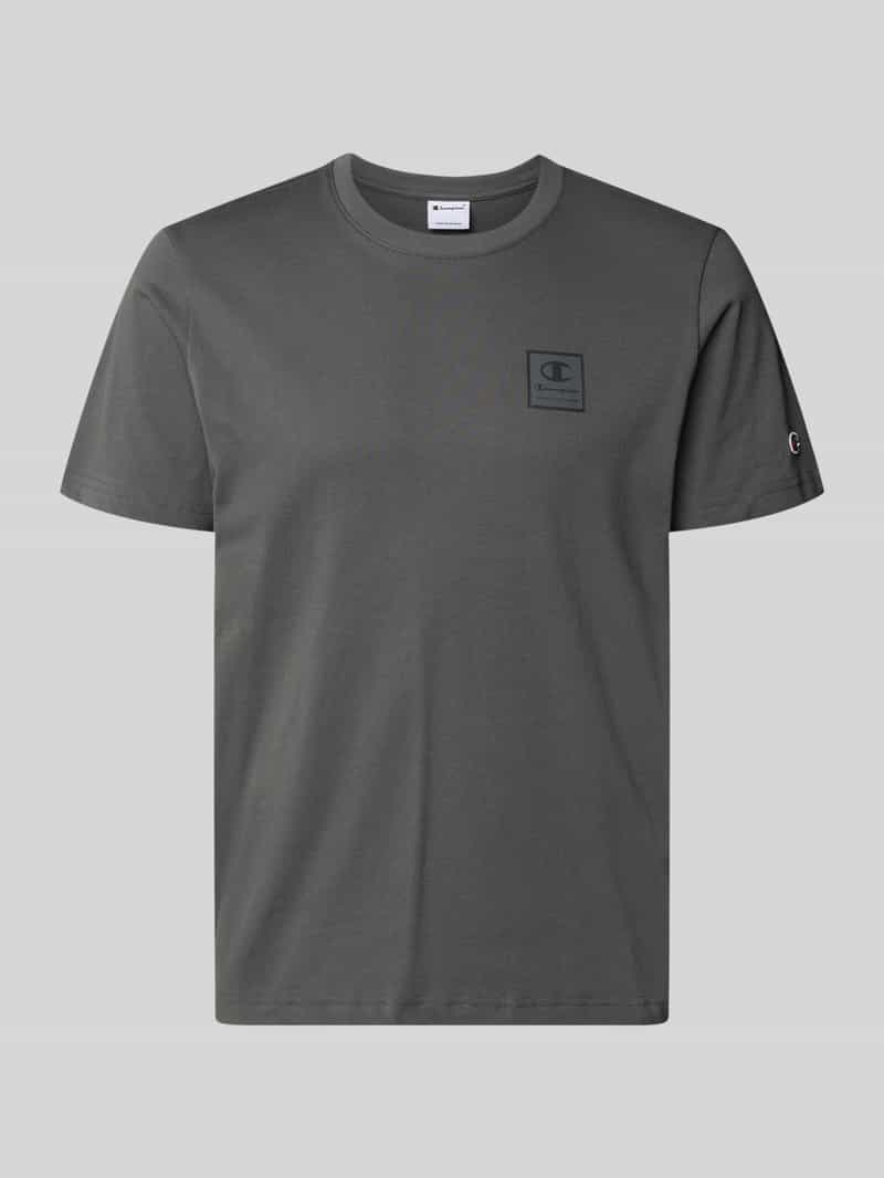 t-shirt z logo i okrągłym dekoltem