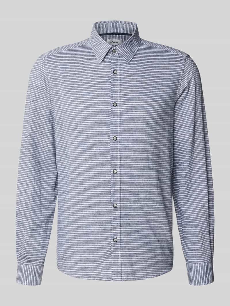 Koszula casualowa o kroju regular fit z mieszanki lnu i bawełny