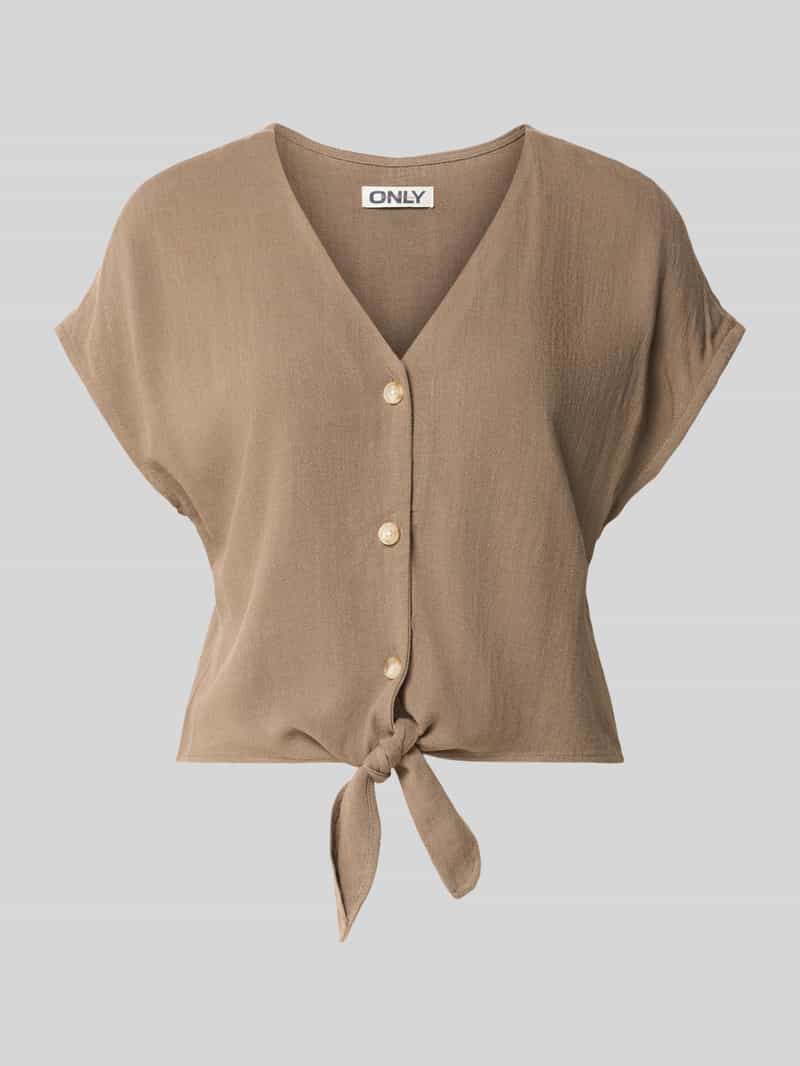 Top bluzkowy o kroju regular fit z mieszanki wiskozy i lnu model 'SIESTA'