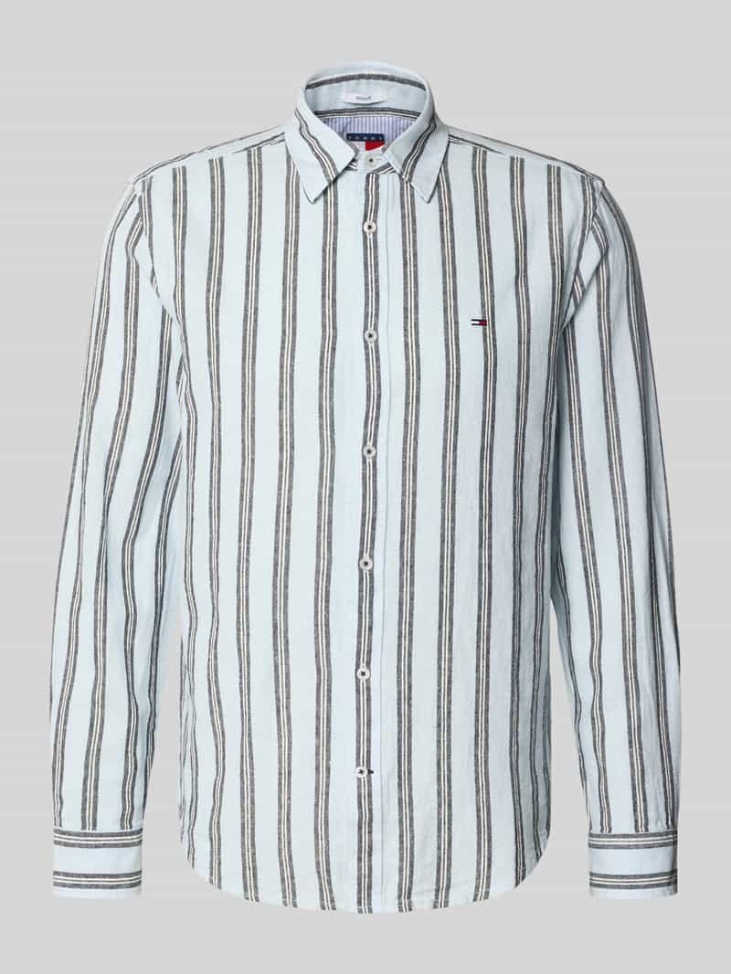 Koszula casualowa o kroju regular fit z mieszanki lnu i bawełny