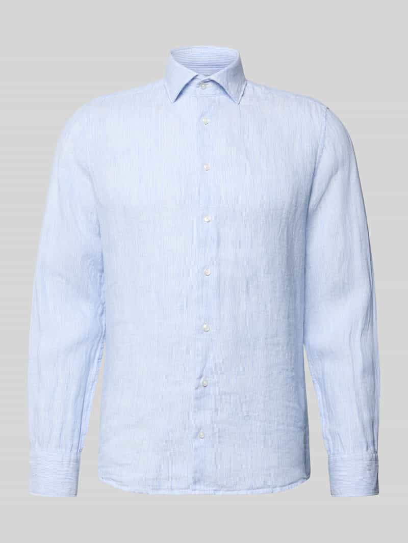 Koszula lniana o kroju slim fit z kołnierzykiem typu kent