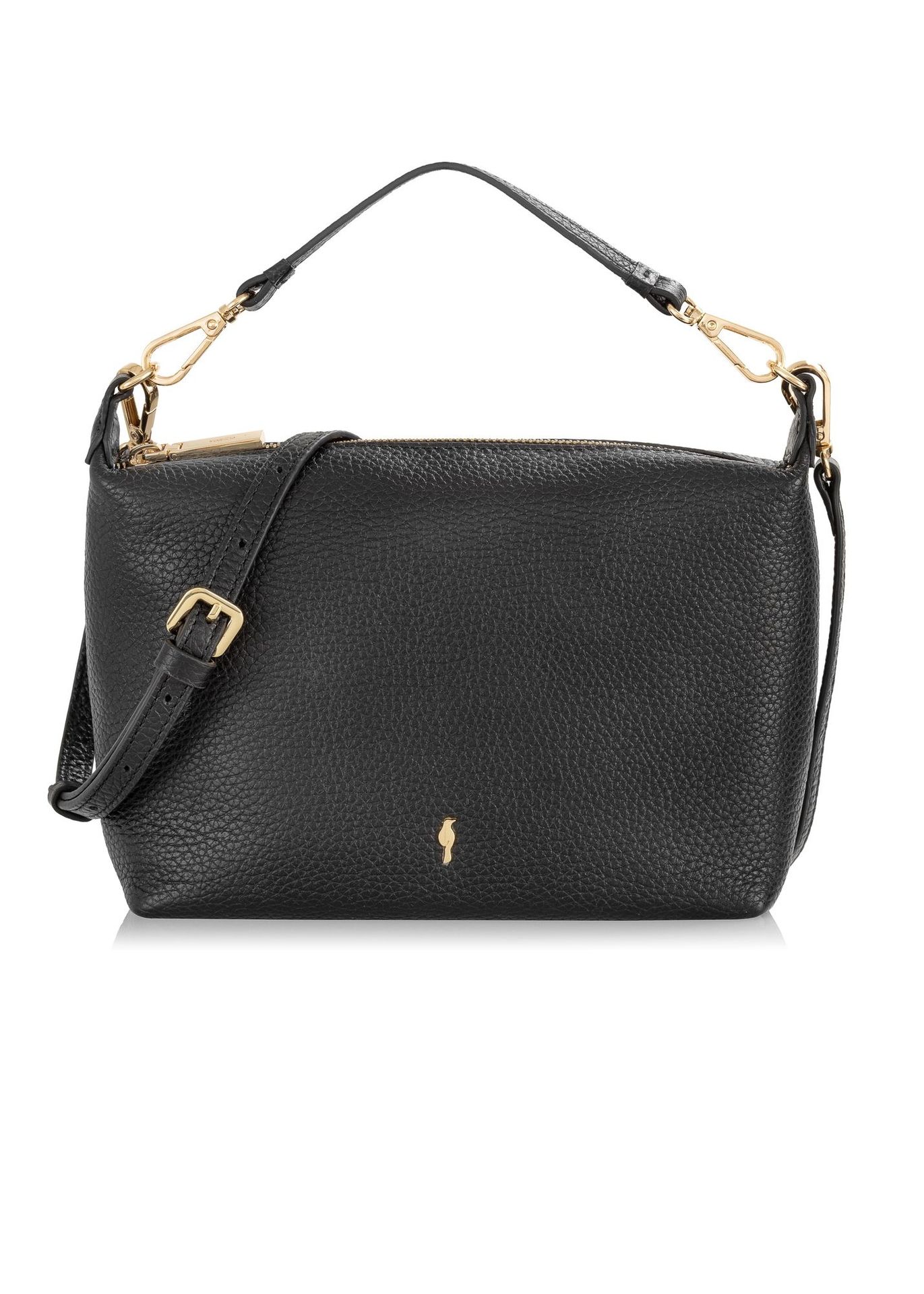 Czarna skórzana jednokomorowa torebka