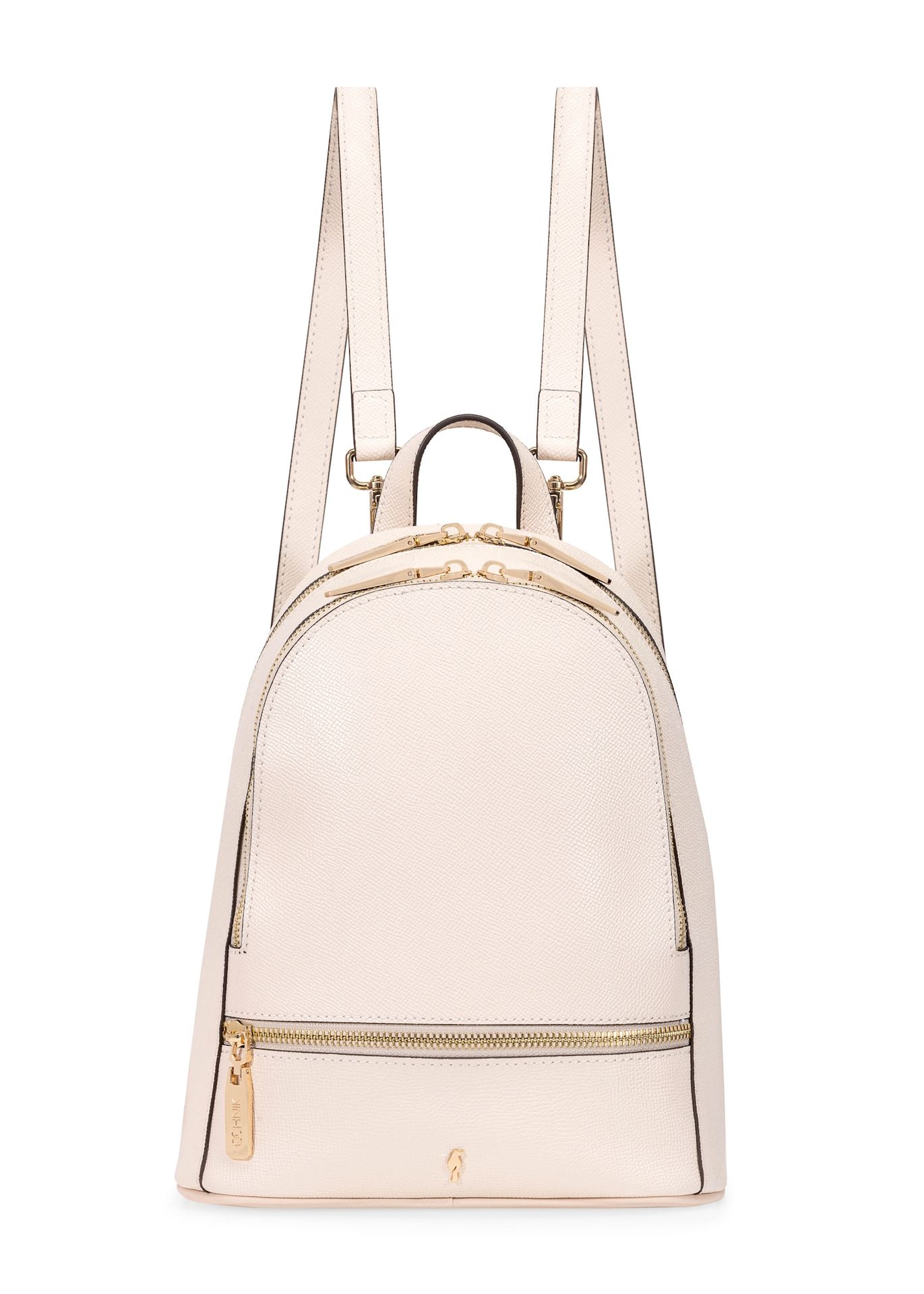 Kremowy skórzany średni plecak damski