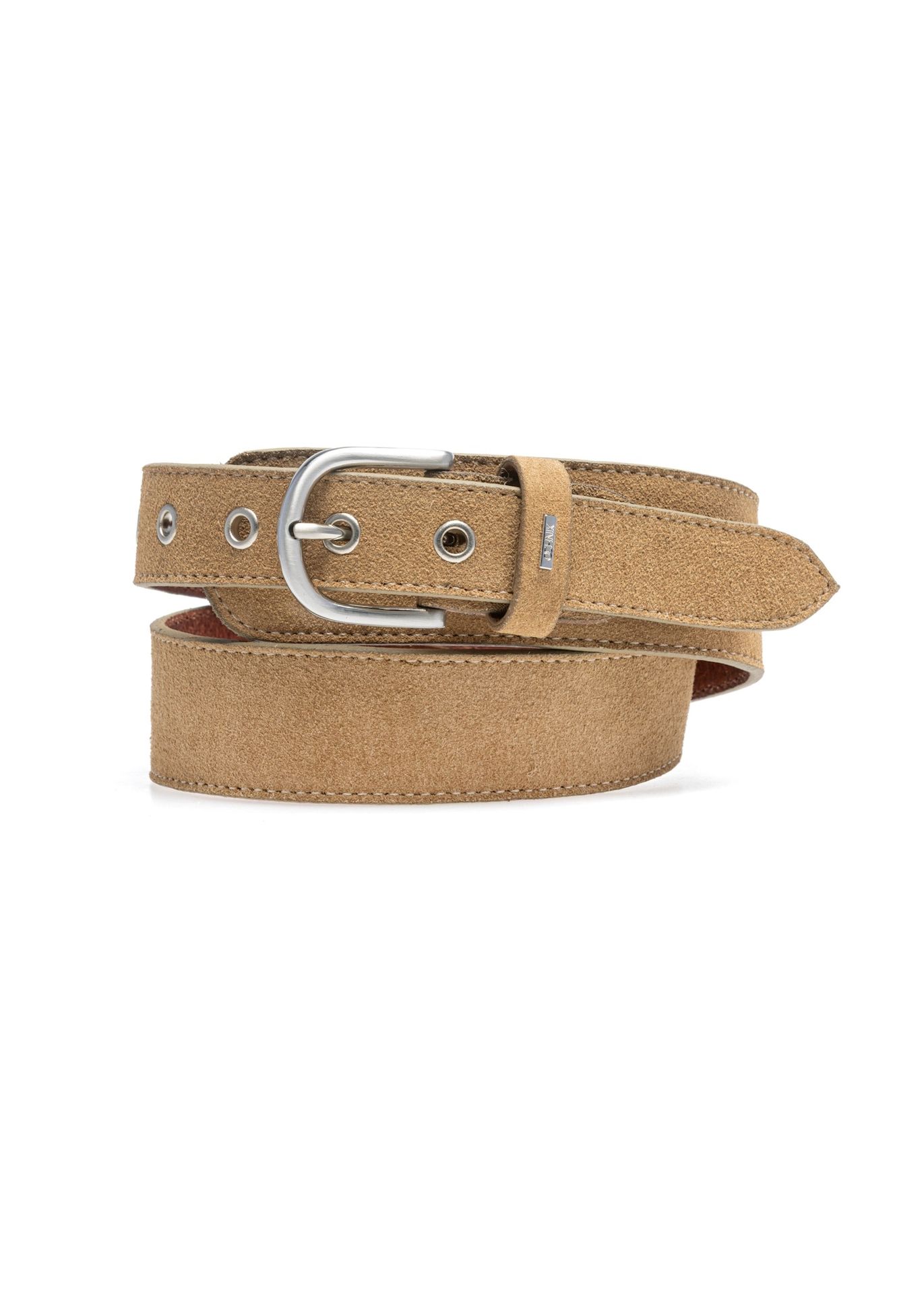 Ciemnobeżowy skórzany pasek damski