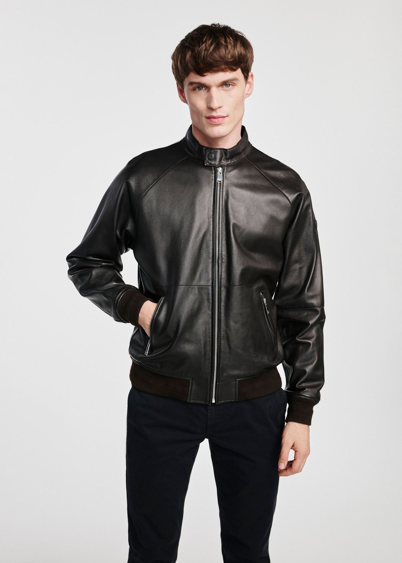 Brązowa skórzana kurtka męska