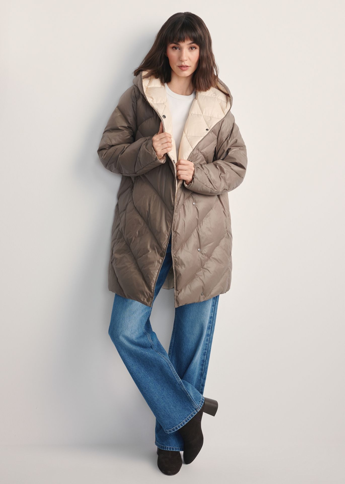 Oliwkowa pikowana kurtka damska