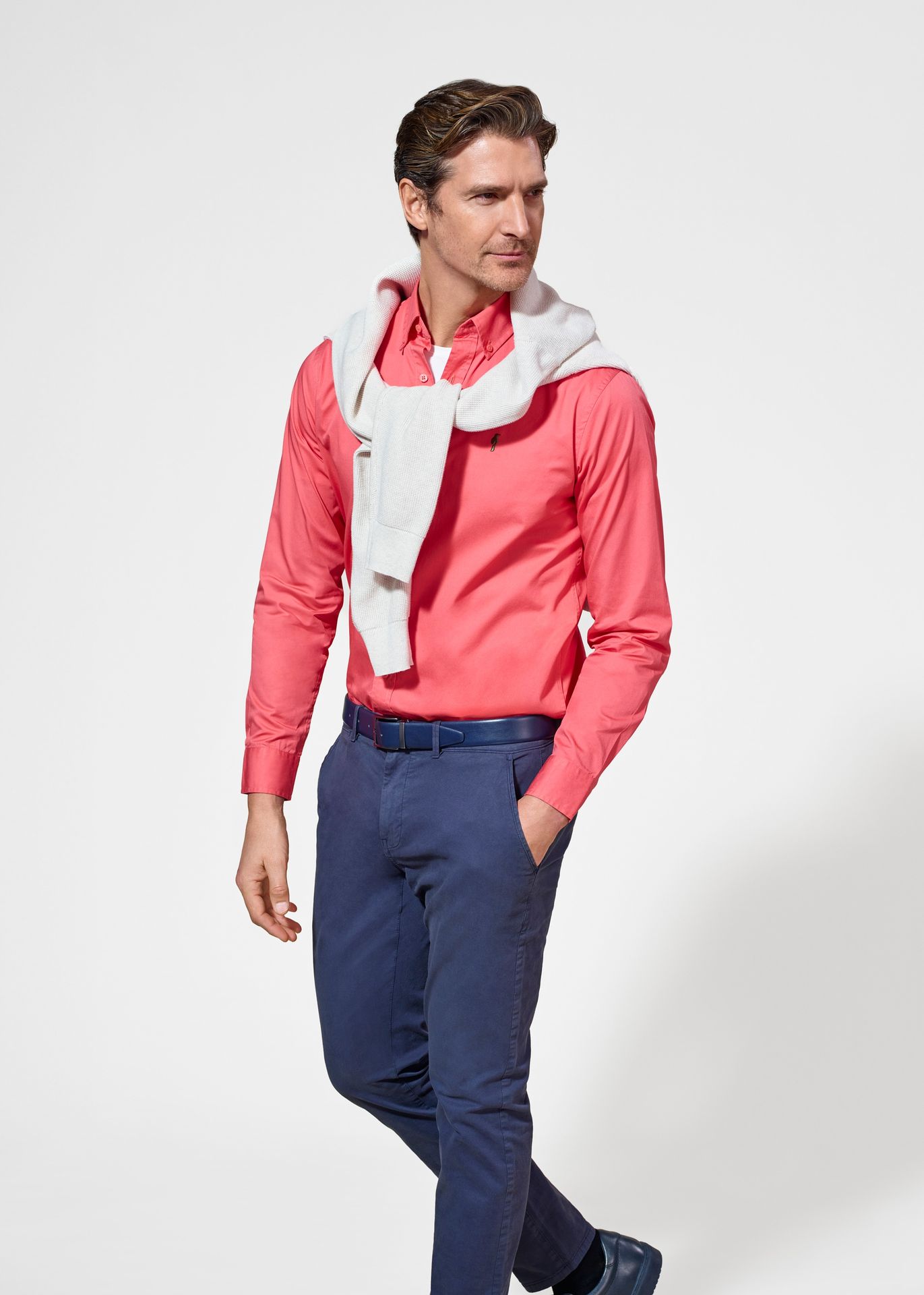 Koralowa bawełniana koszula męska