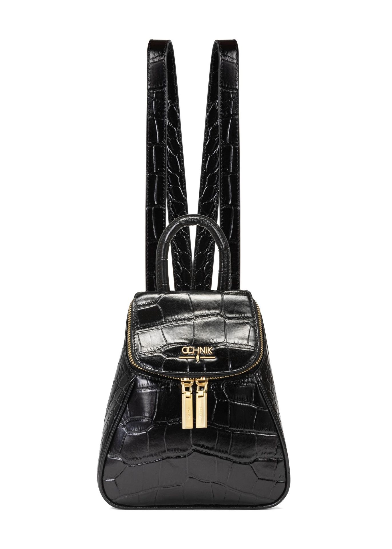 Czarny mały skórzany plecak damski